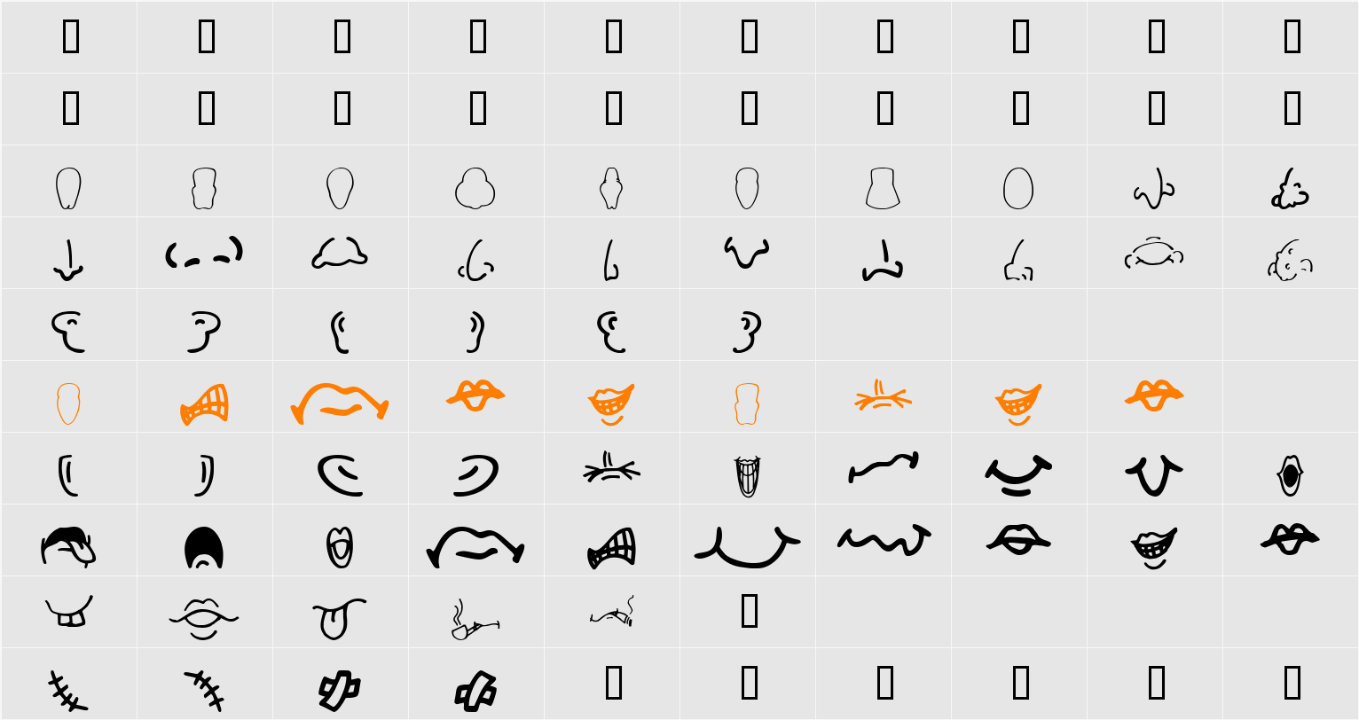 IdentAKitFaceBits Character Map