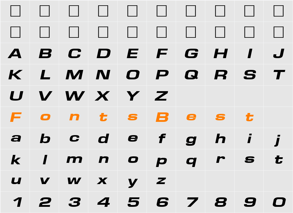 EuroseHeavyface Character Map