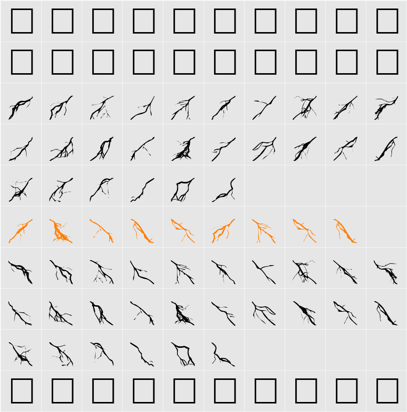 Lightning Bolts Character Map
