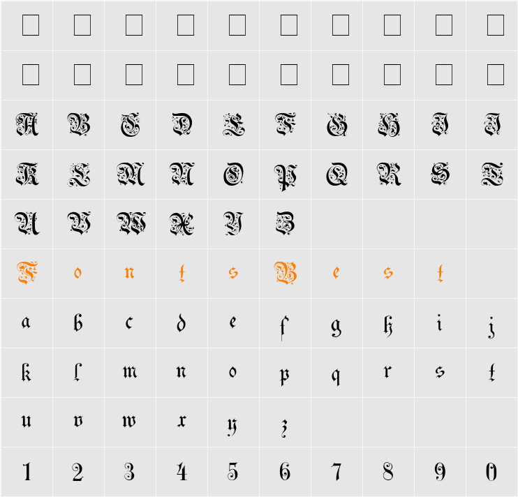 Uechi-Gothic Character Map
