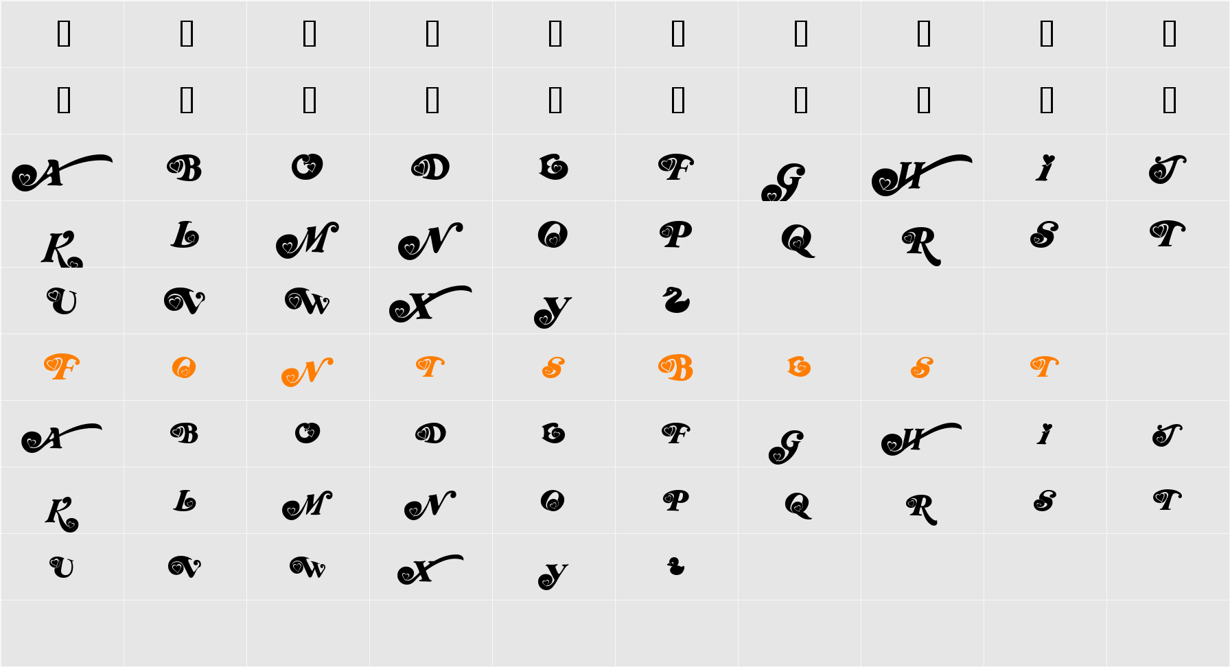 RDHoney Character Map