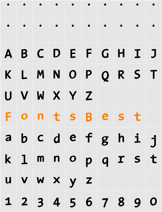 TypeWritersSubstitute-Black Character Map