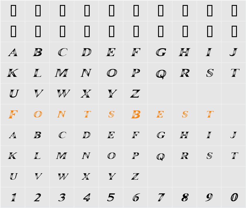 Maranallo Italic Character Map