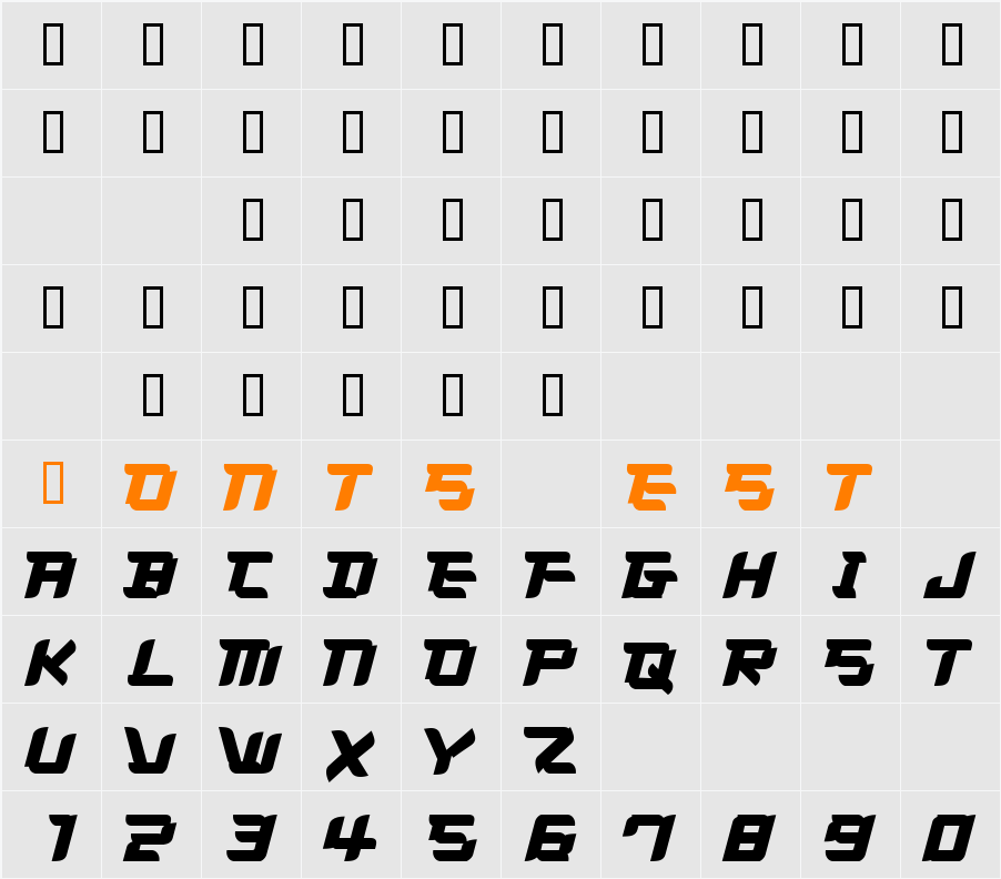 PB008 HIGHWAY STAR 2003 Character Map