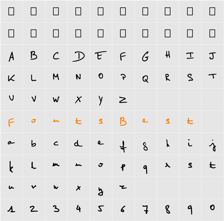 Elo Hand Character Map