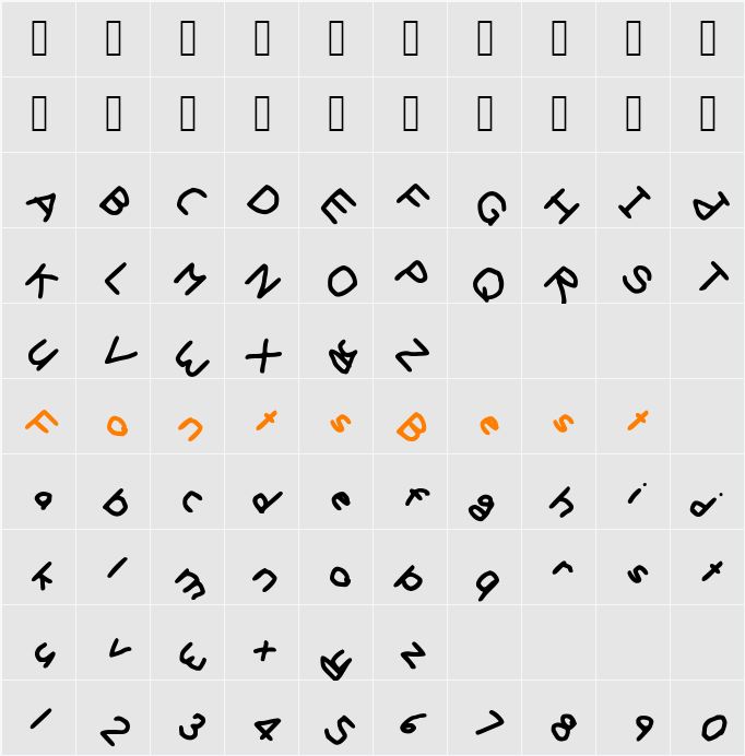 Gee_WP_Handwriting_2016_Skew Character Map