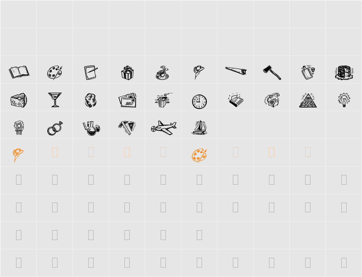 DF Organics Two Plain Character Map