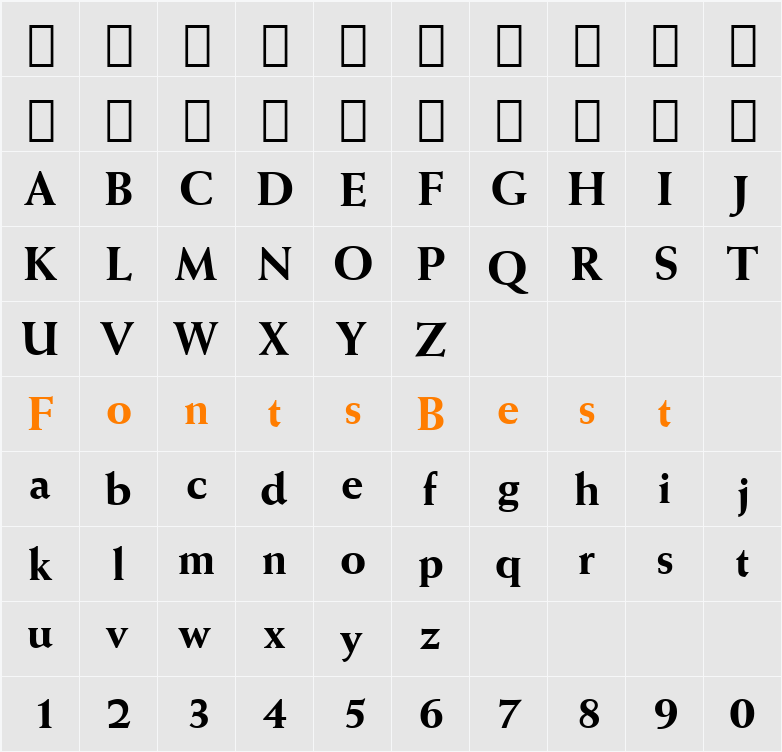 Weiss XBd BT Character Map