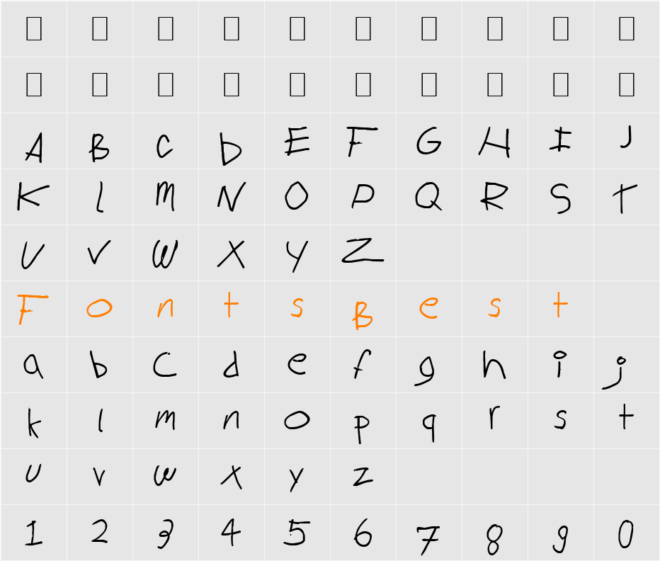 Handwrite Becker Character Map