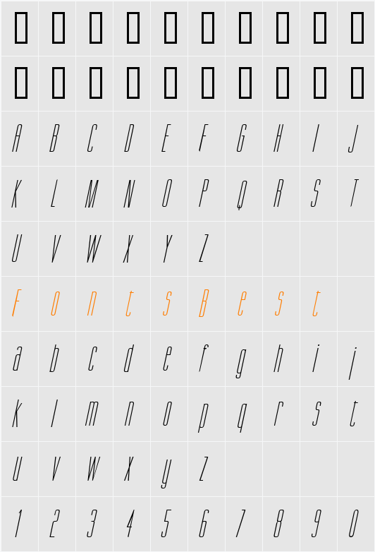 Gorgio Condensed Character Map