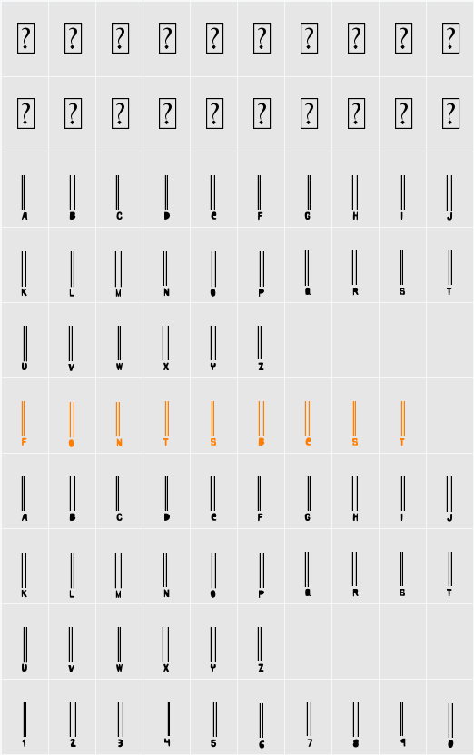 Woodcutter barcode Character Map