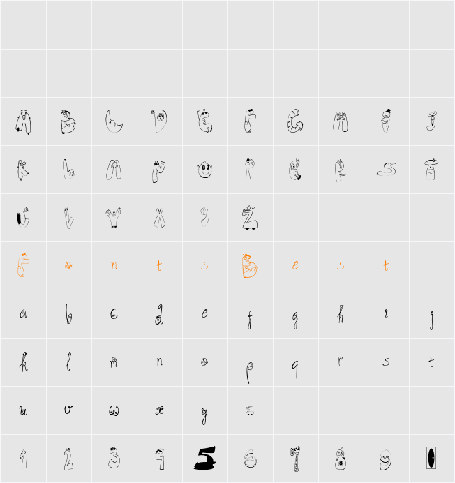 SuperDog1 Character Map