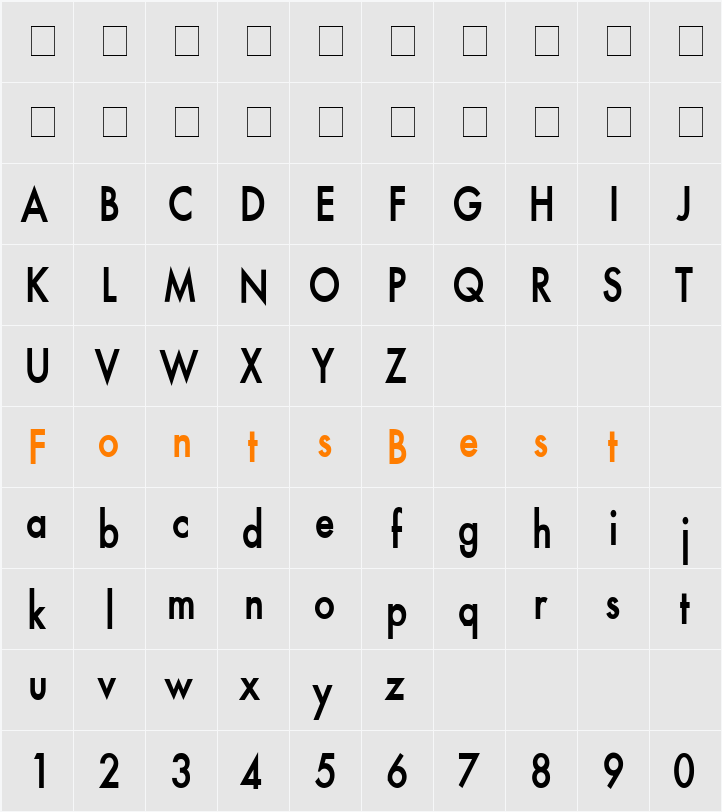 Fusi Condensed Character Map