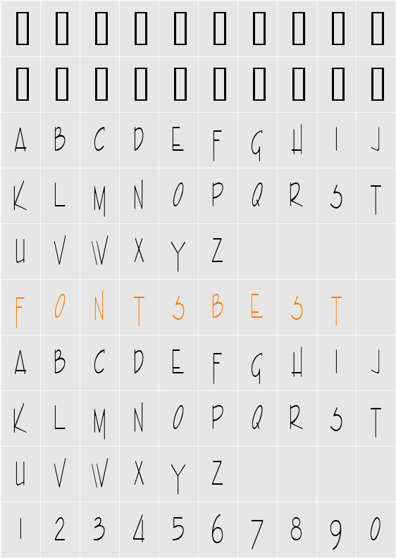 Enview Xtra Light Character Map