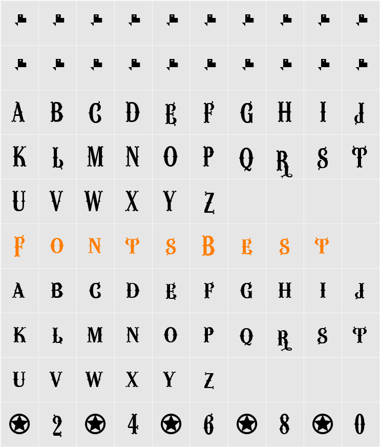 Wacamóler Caps Character Map