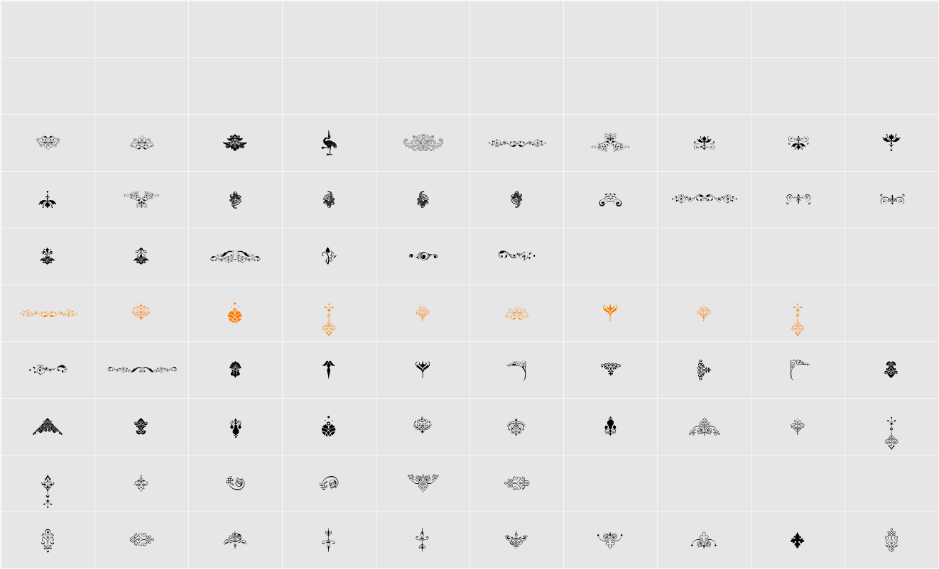 Soft Ornaments Eleven Character Map