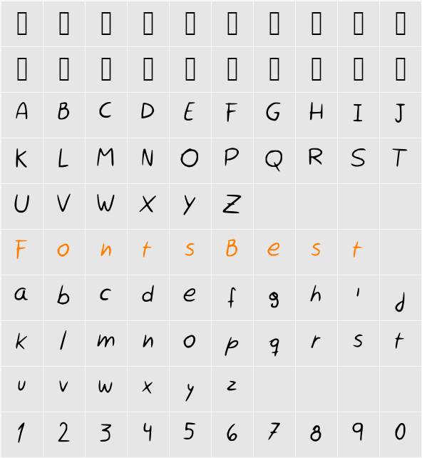 Rocchy__s_handwriting Character Map