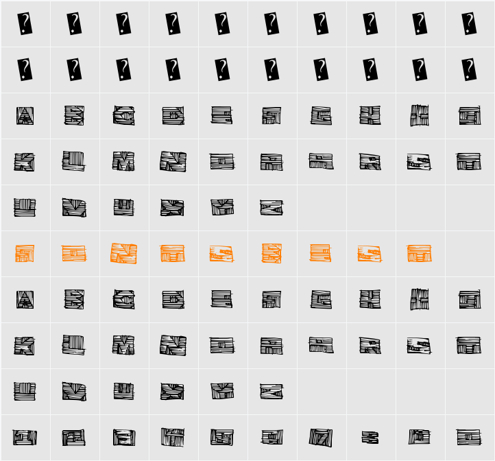 WoodblockCutter Character Map