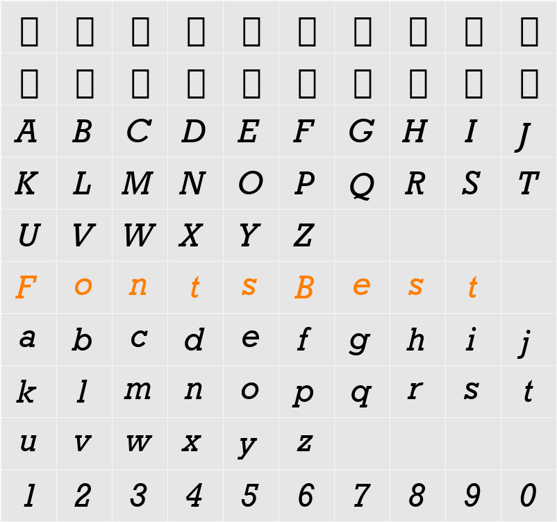 GeoSlb712 Md BT Character Map