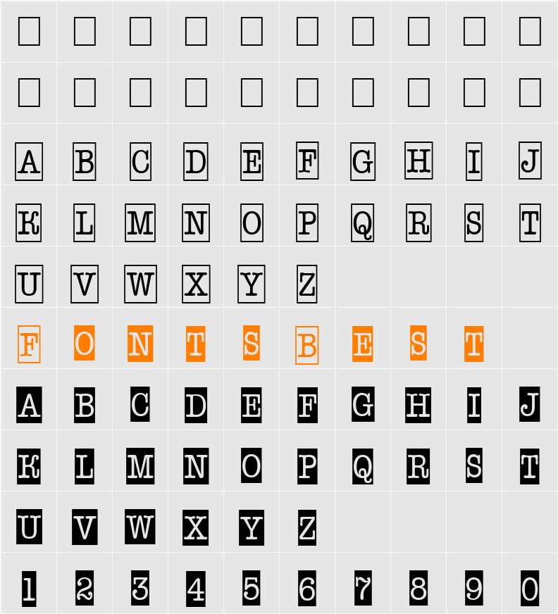 a_OldTyperNrCmCmb1 Character Map