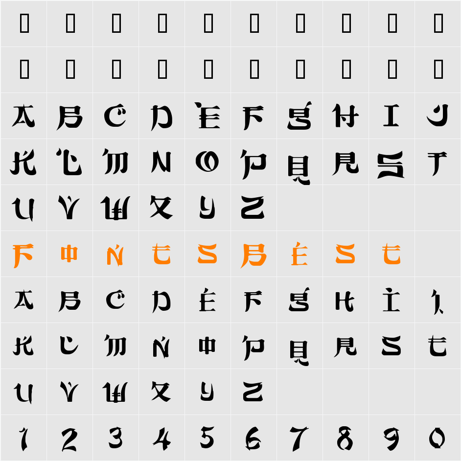 FujiamaSSK Character Map