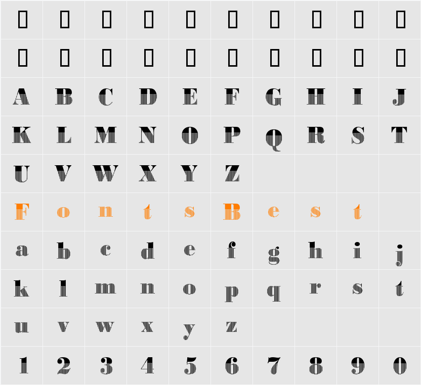 BodoniVert3 Character Map