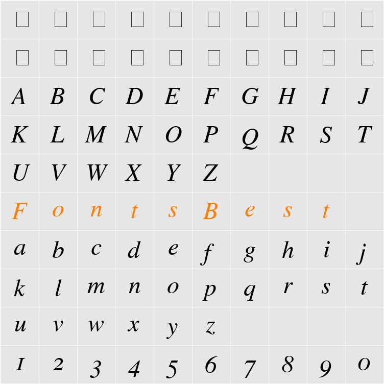 Greco OldStyle SSi Character Map