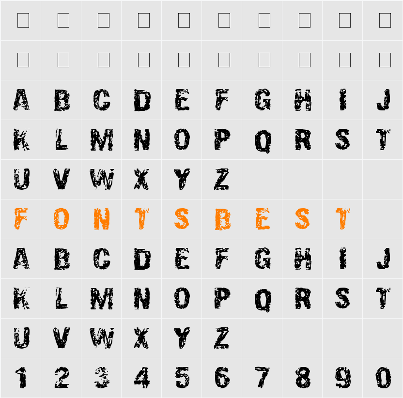 Overprint DSG Character Map