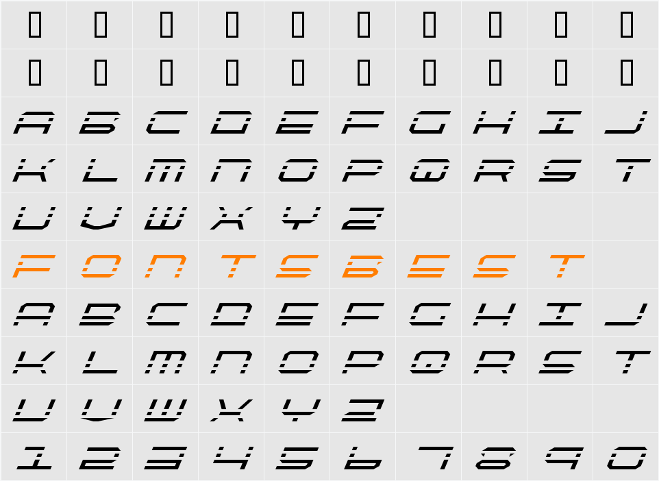 QuickQuick Italic Character Map