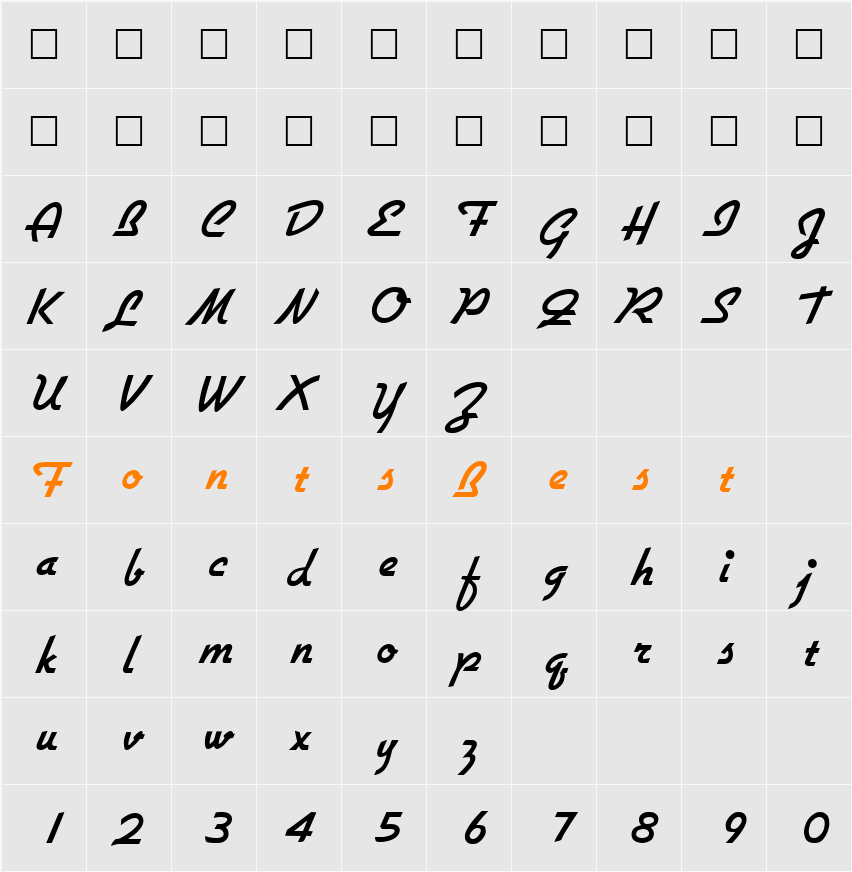 GilliesBold Character Map