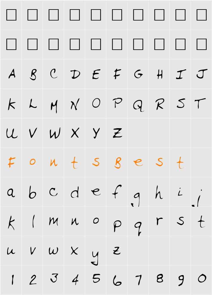 TullysHand Character Map