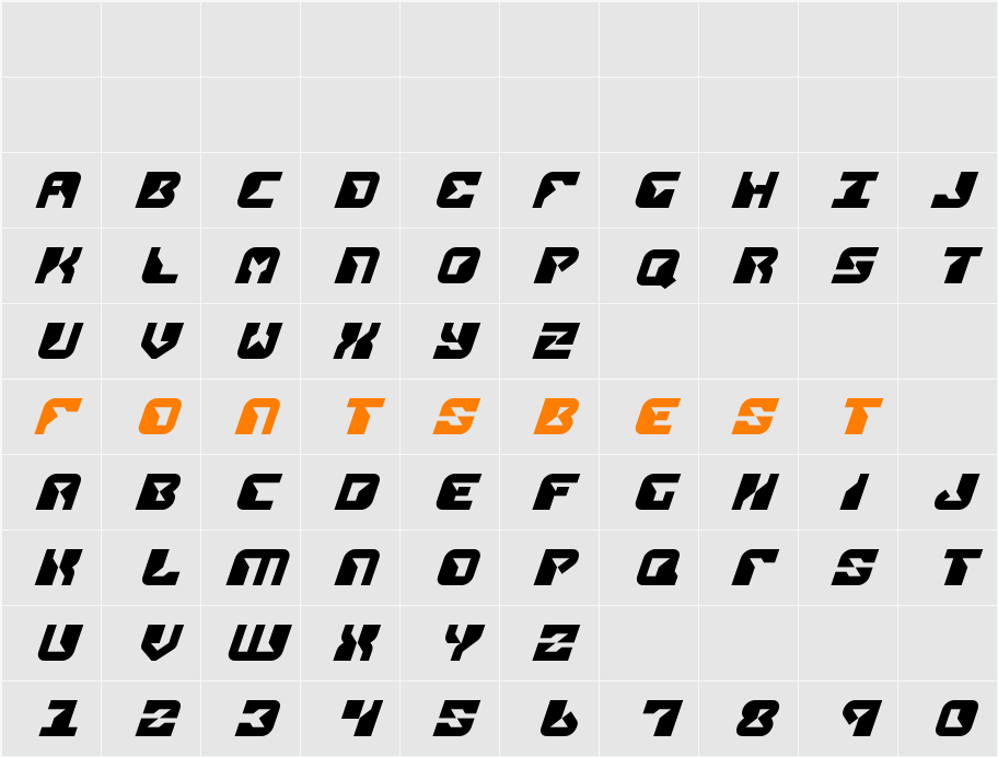 Replicant Title Italic Character Map