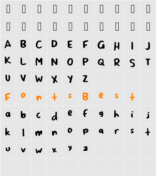Scrappy Le Doot Med Mono Character Map