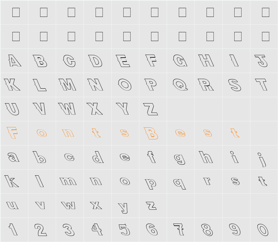 New Bold HollowLefti Character Map