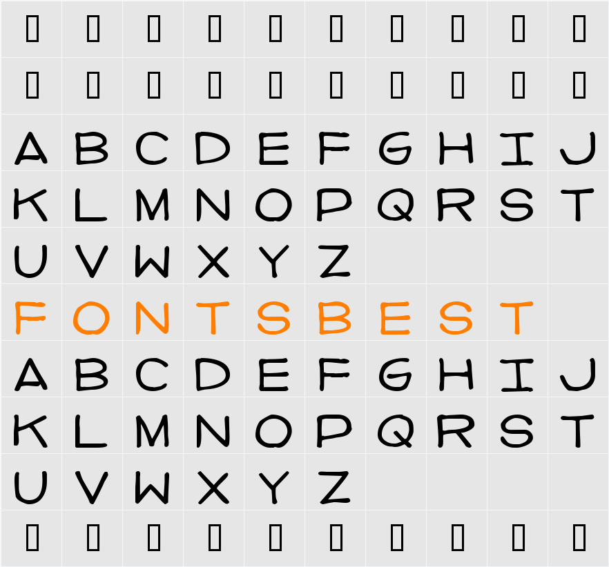 Imperfect font Character Map