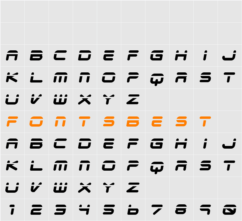 Veloped Logotype Character Map