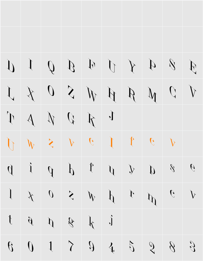 JumbleItalic Character Map