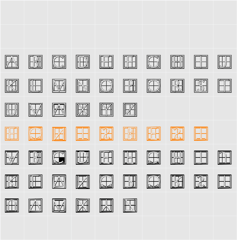 XperimentypoThree-C-Square Character Map