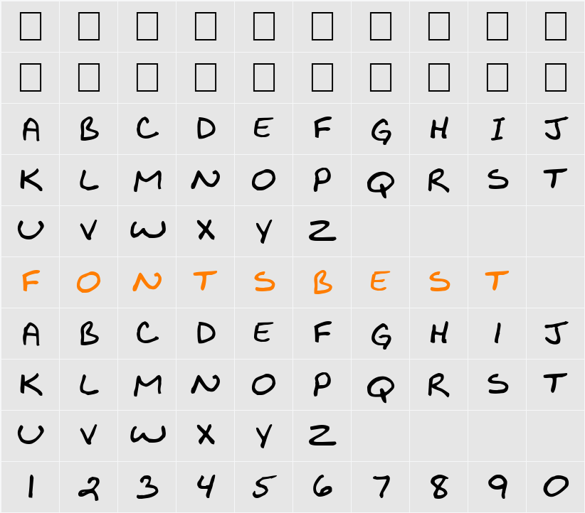 FZ JAZZY 29 Character Map