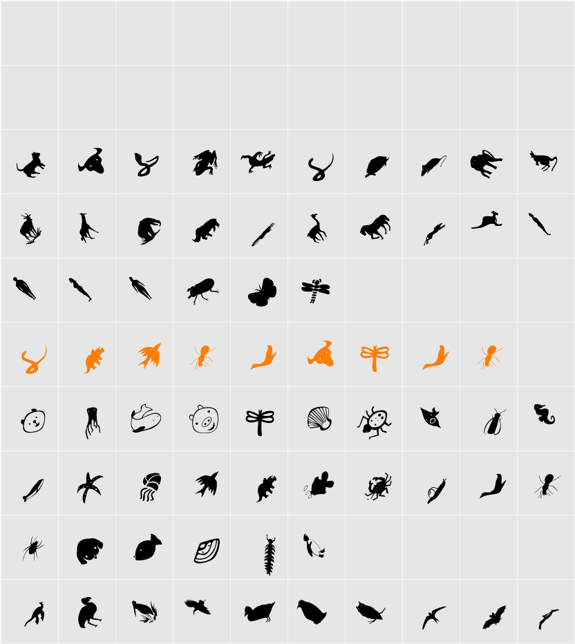 Viecher Character Map