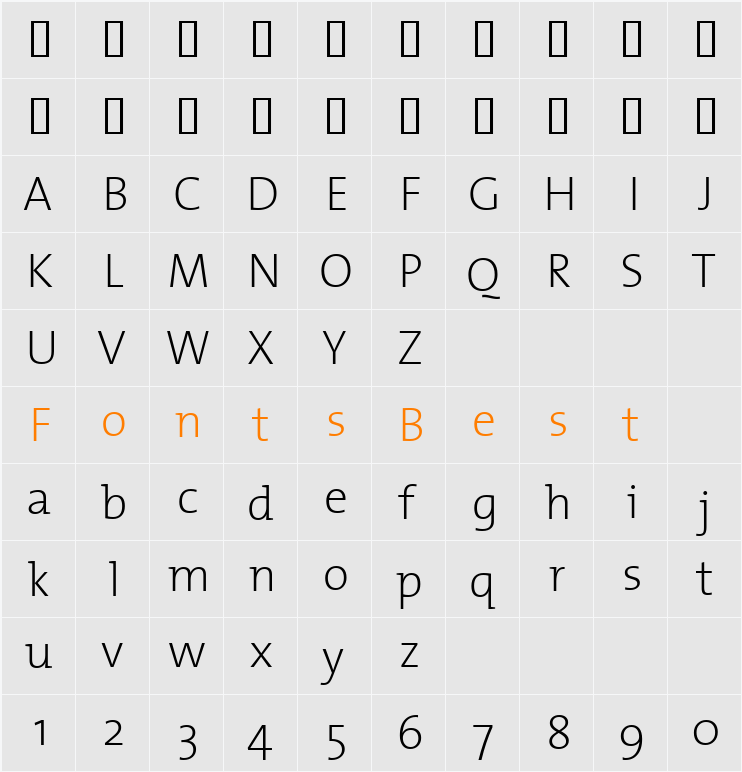 TheMixExtraLight Character Map