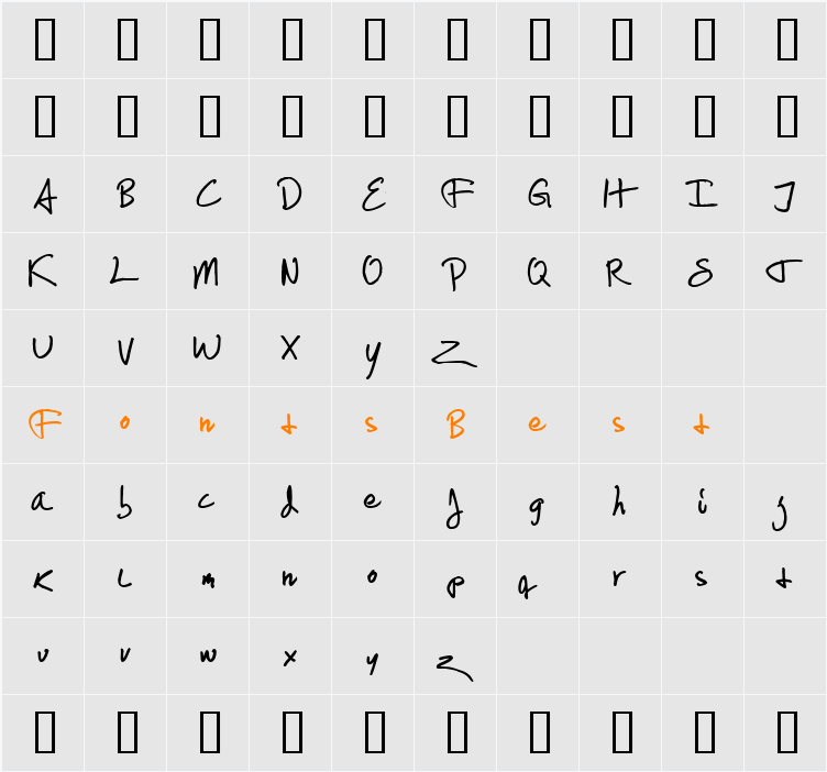 Scrawlies Character Map