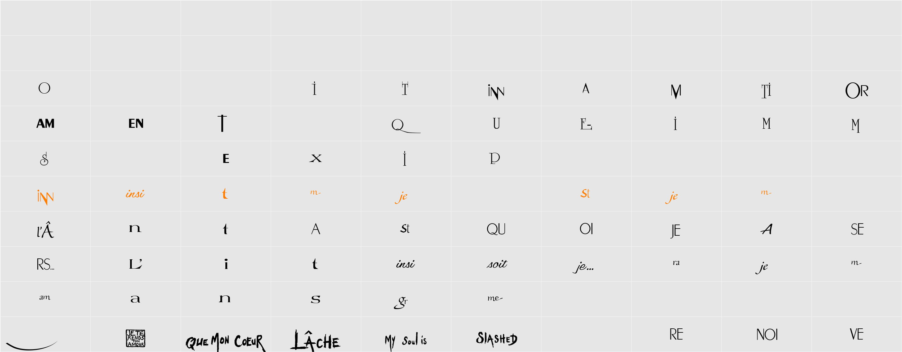 Logos Mylène Farmer Character Map
