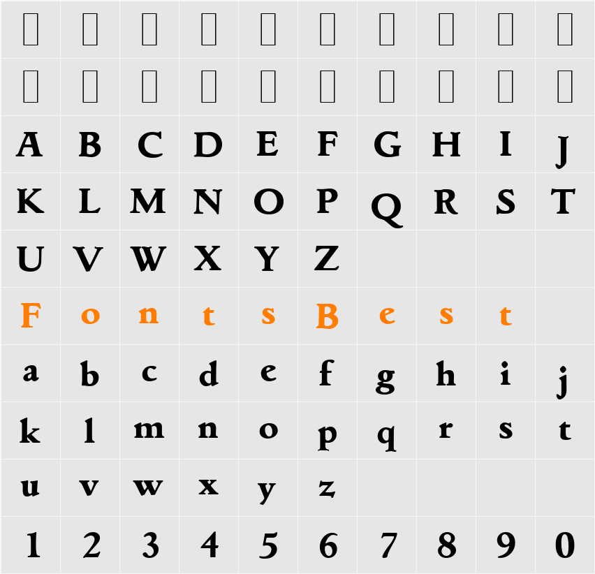 GouditaSerial-Xbold Character Map