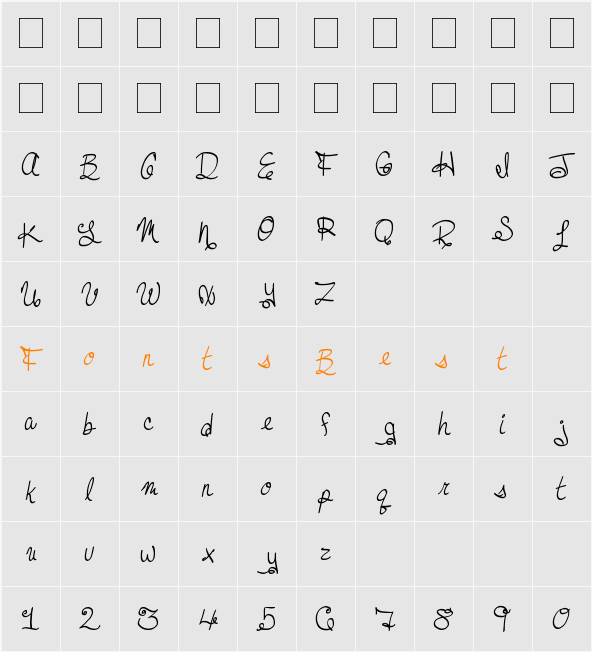 MTF Dreamie Character Map