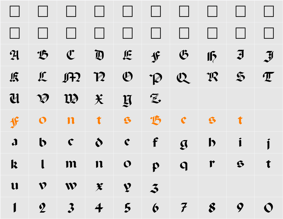 Paganini UNZ1 Character Map