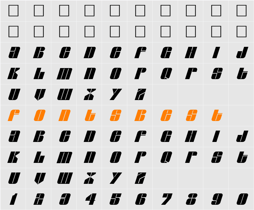 Glyphic Series Character Map