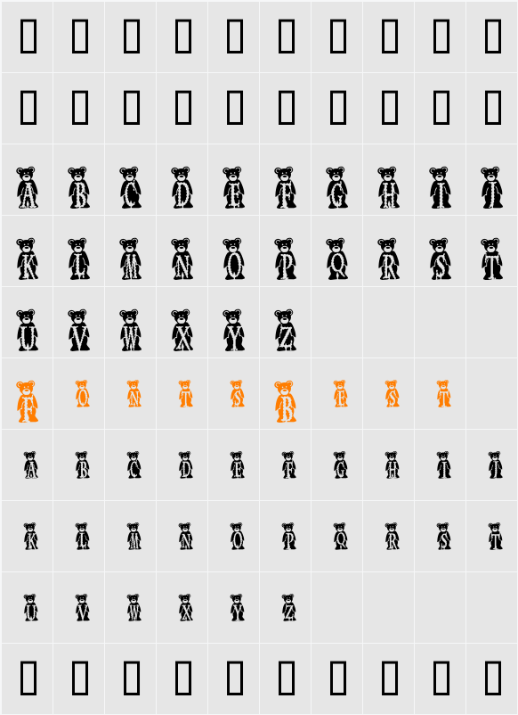 JNK BBEAR Character Map