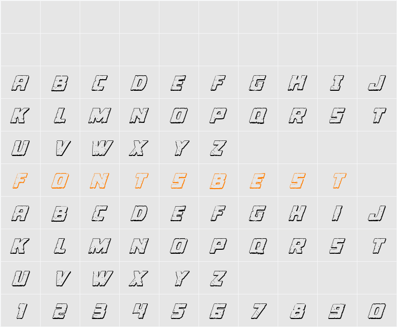 Colossus 3D Italic Character Map