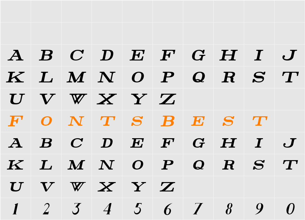 Rider Condensed Character Map